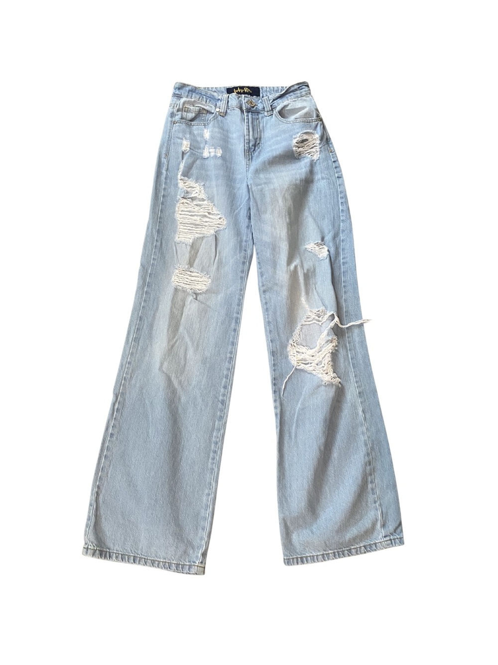 Indigo Rein Light Blue Distressed Wide-Leg Jeans